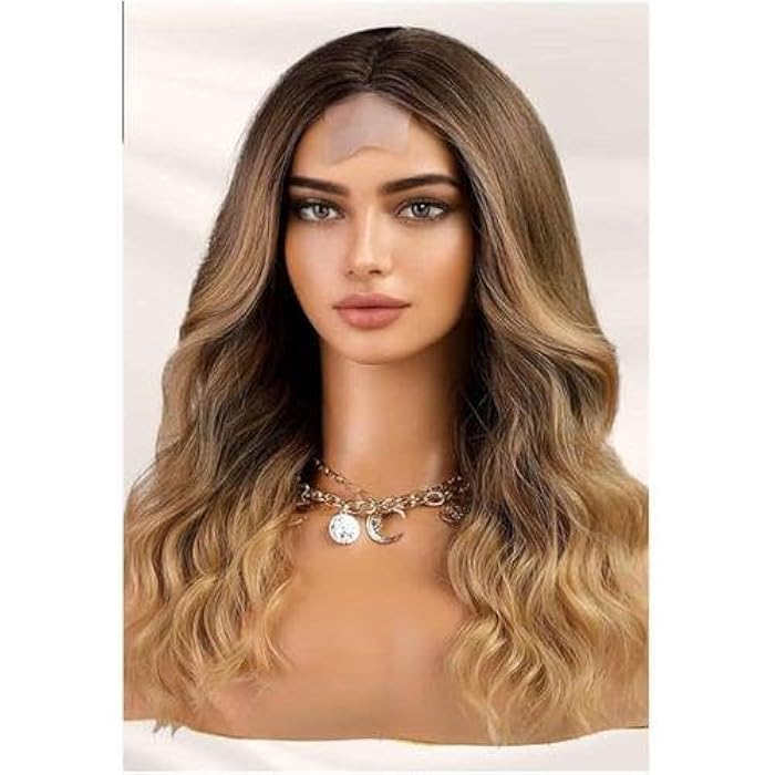 DILLARDS Long Wavy Ombre Wig, Brown To Blonde, Natural Looking Synthetic Hair With Lace Front, Body Wave Style - Image 2